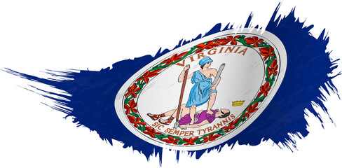 Sticker - Flag of Virginia state in grunge style with waving effect.