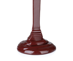 Aufkleber - Melted chocolate dripping on white background