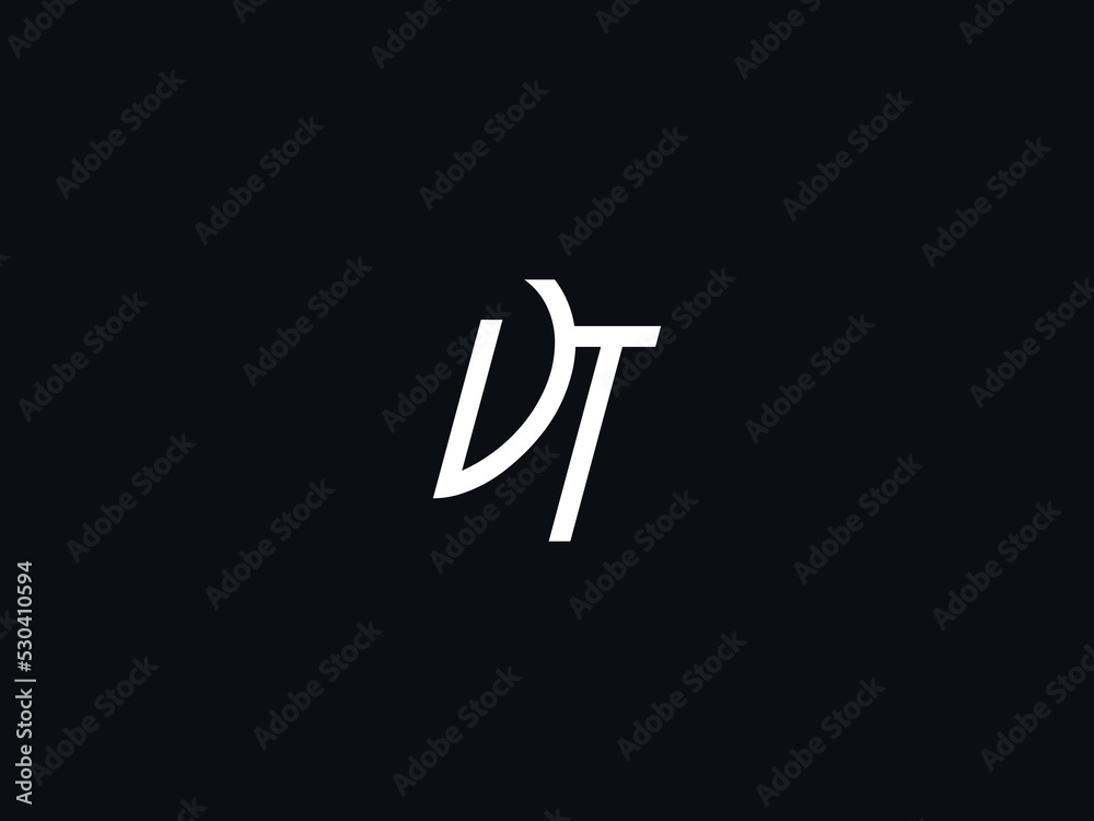 Monogram VT Logo Icon, Unique Vt v t Letter Logo Image Vector Black ...