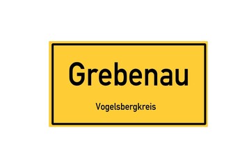 Isolated German city limit sign of Grebenau located in Hessen