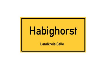 Isolated German city limit sign of Habighorst located in Niedersachsen