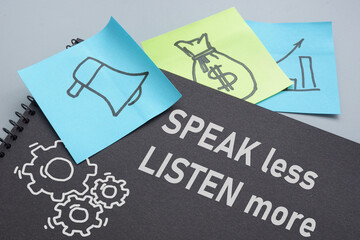 Poster - Speak less listen more is shown using the text