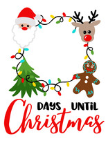 Calendar Countdown Days Until Christmas. Monogram With Santa's Face, Cookies, Christmas Tree, Reindeer Clipart