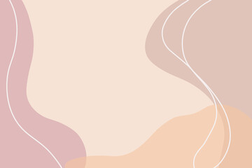 Wall Mural - light pastel pink and beige abstract wavy background with lines and free space