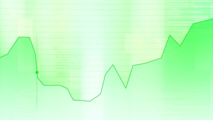 Poster - Abstract green line graph with a moving dot. Motion. Abstract graph showing growth and decline.