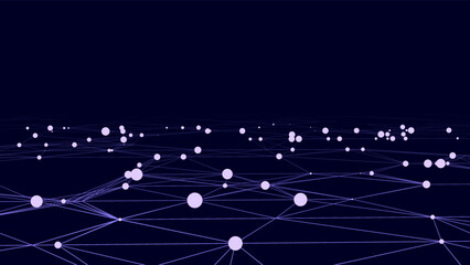 Poster - Dynamic wave of lines and triangles. Abstract futuristic background. Big data visualization. Vector illustration.