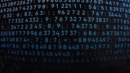 Aufkleber - Abstract futuristic technology concept. Motion. Code of numbers on the background of plexus floating lines and dots.
