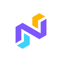 Poster - Letter N arrow modern colorful logo