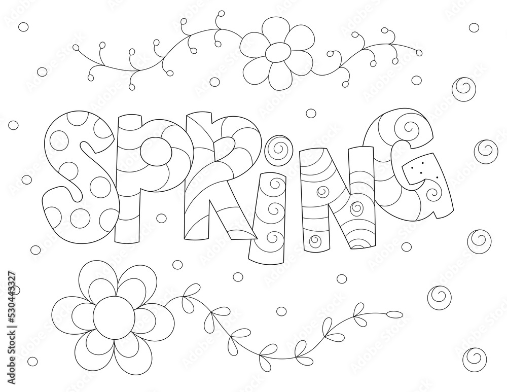 spring letters art, coloring page that you can print it on standard 8 ...