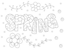 Spring Letters Art, Coloring Page That You Can Print It On Standard 8.5x11 Inch Paper