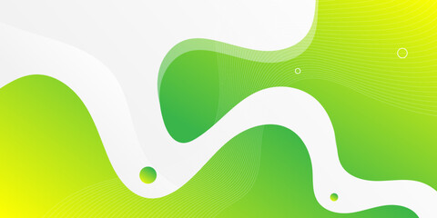 Wall Mural - modern abstract background with fluid liquid waves green yellow gradient color