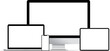 © Andi - Multiple desktop devices with blank screen for responsive layout mockup