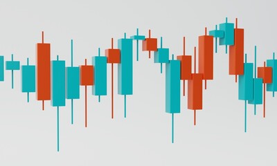 Poster - Trading chart with ups and downs on a light background. 3D rendering, 3D illustration.