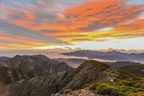 Fototapeta Góry - Panoramic View Of The Holy Ridge Aand Glacial Cirque At Sunrise On The Trail To North Peak Of Xue Mountain (Snow mountain) , Shei-Pa National Park, Taiwan