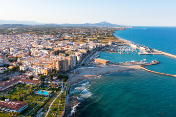 Top view of the city Benicarlo on a sunny summer day. Spanish