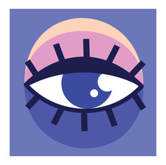 Wall Mural - abstract retro poster. magic square banner with beautiful eye and eyelashes. predicting future. tren