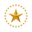 Set of gold stars isolated on a white background. Symbol of leadership.