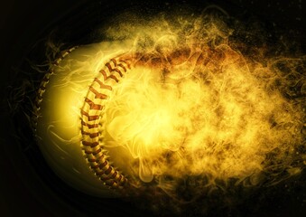 Wall Mural - Exploding flame baseball ball