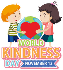 Poster - World kindness day with children cartoon character