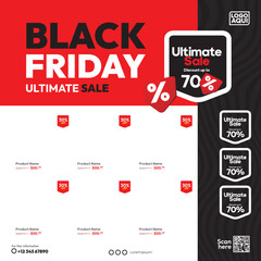 Wall Mural - square poster template for Black Friday Sale Promotion with Sample Product Images