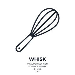 Wall Mural - Whisk editable stroke outline icon isolated on white background flat vector illustration. Pixel perfect. 64 x 64.