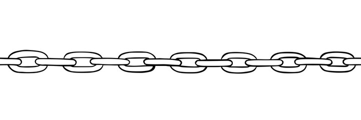 Poster - Chain seamless pattern. Handdrawn sketch of metal chains. Vector illustration isolated in white background