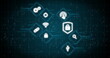 © vectorfusionart - Security icons over grid against blue background