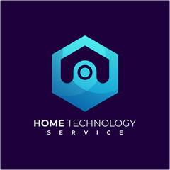 home technology logo design graphic