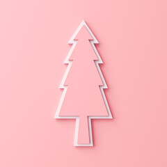 Leinwandbilder - Minimal 3d pink pastel color christmas tree sign isolated on light pink wall background with shadow 3D rendering