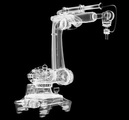 Poster - Industrial robot, x-ray transparent. 3D illustration