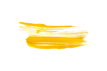 Yellow brush isolated on white background. Yellow watercolor