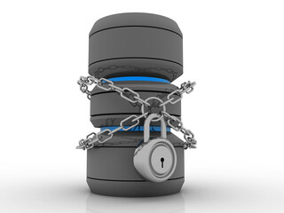 Poster - 3d rendering Database storage data base protected lock