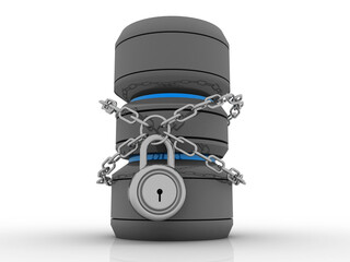 Poster - 3d rendering Database storage data base protected lock