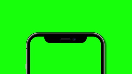 Poster - Mobile phone animated mockup with green screen. Isolated on green background. Animation for presentation. Mobile phone mockup with blank green screen. 4K animation