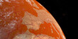 European continent in a desert earth planet in the space