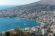 View of Saranda, a coastal resort on Ionian sea in Albania. Outdoor scene of Albania, view from Lekursi Castle. Traveling concept background.