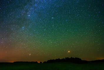 Wall Mural - Night landscape with stars, simple background with stars