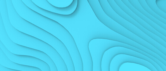 Poster - Creative idea. Abstract Background. Futuristic Curve and digital Wave design for paper cut concept on Blue. copy space, digital data, banner, website -3d Rendering