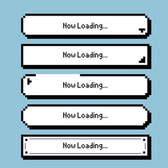 Fototapete - collection set of retro game 8bit pixel art loading process progress counter bar computer battery, f