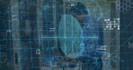 Poster - Animation of finger print over data processing