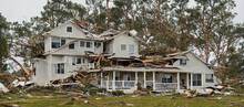 Storm Damaged House, Tornado, Natural Disaster, 3d Render
