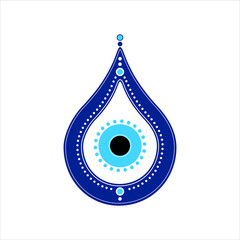 Sticker - Nazar Boncuk, lucky charm, amulet in drop shape, Arabic protection symbol against the evil eye, vector, isolated on white