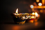 Fototapeta Miasto - Diya oil lamps for the Diwali festival