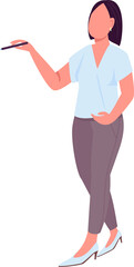 Poster - Business coach semi flat color raster character. Standing figure. Full body person on white. Educator and teacher isolated modern cartoon style illustration for graphic design and animation