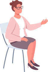 Canvas Print - Teacher sitting and talking semi flat color raster character. Sitting figure. Full body person on white. Consulting isolated modern cartoon style illustration for graphic design and animation