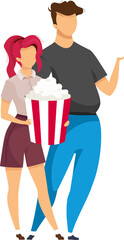 Poster - Couple at movie date semi flat color raster characters. Waiting figures. Full body people on white. Attending cinema isolated modern cartoon style illustration for graphic design and animation