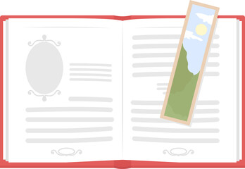 Poster - Open literature book semi flat color raster object. Biology class material. Realistic item on white. Lifestyle isolated modern cartoon style illustration for graphic design and animation