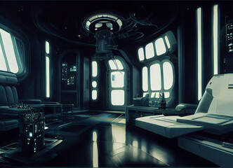 interior of alien spaceship, digital art, background