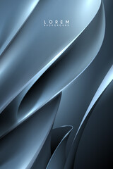 Wall Mural - Abstract gray waved shapes background