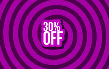 30% Off Sale Banner Discount Illustration Business Vector Purple Spiral White Bebas